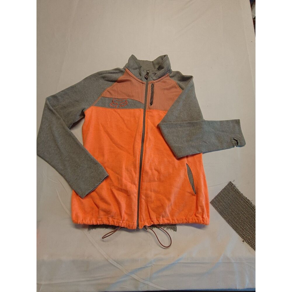 Women's Size XL Orange and Gray Fox Racing Zip Up Fleece Jacket